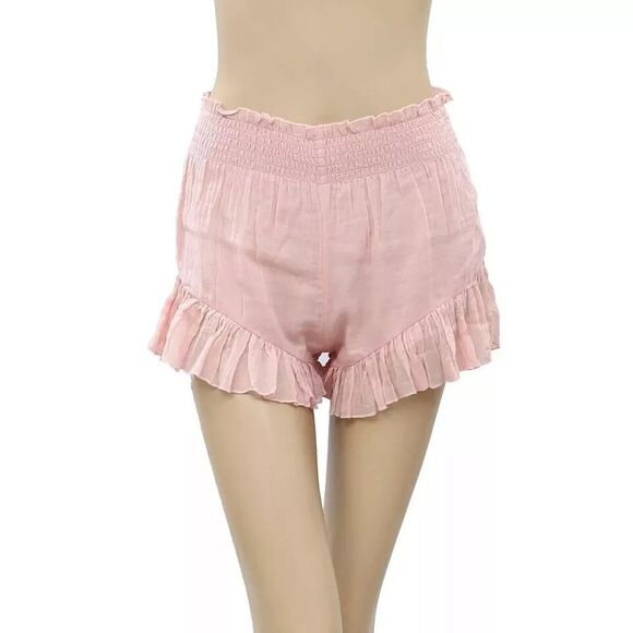 Free People Fp One Namaste Sleep Shorts Ruffle Pink Boho Beach Cotton XS 277393 - Picture 4 of 7